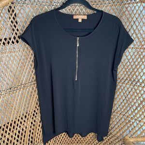 Ellen Tracy Black Zippered Top